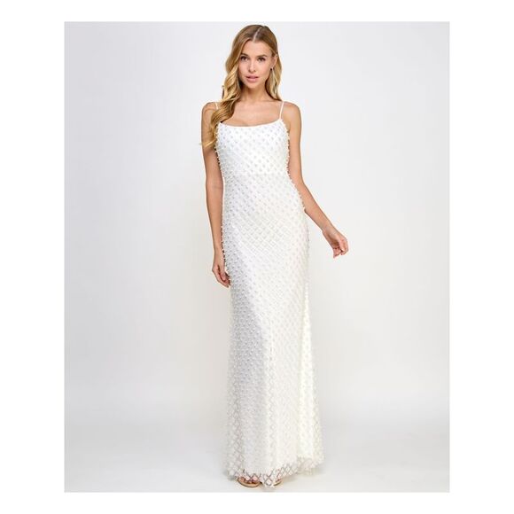 B DARLIN Dresses & Skirts - NWT B DARLIN Womens White Mesh Open Back Lined Dress Juniors 7\8